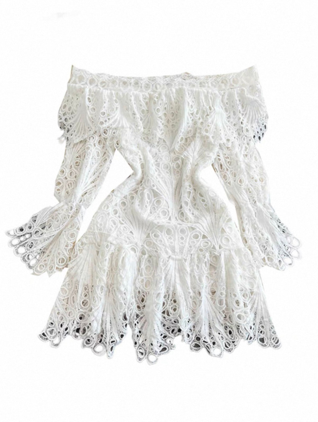 Robe blanche en crochet à épaules dénudées pour femme Canada | Parcel Theory