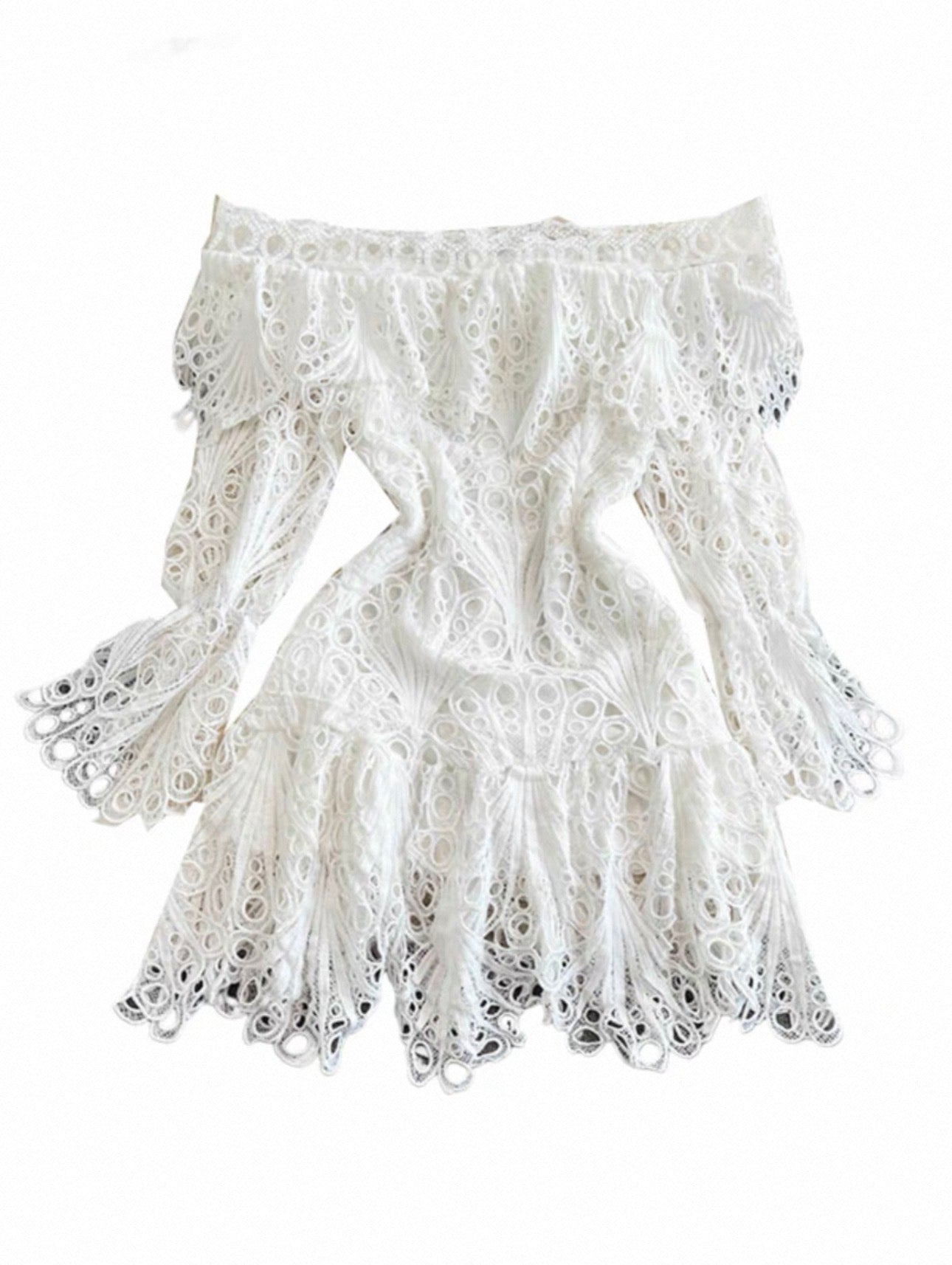 Women's White Crochet Off-Shoulder Dress Canada | Parcel Theory