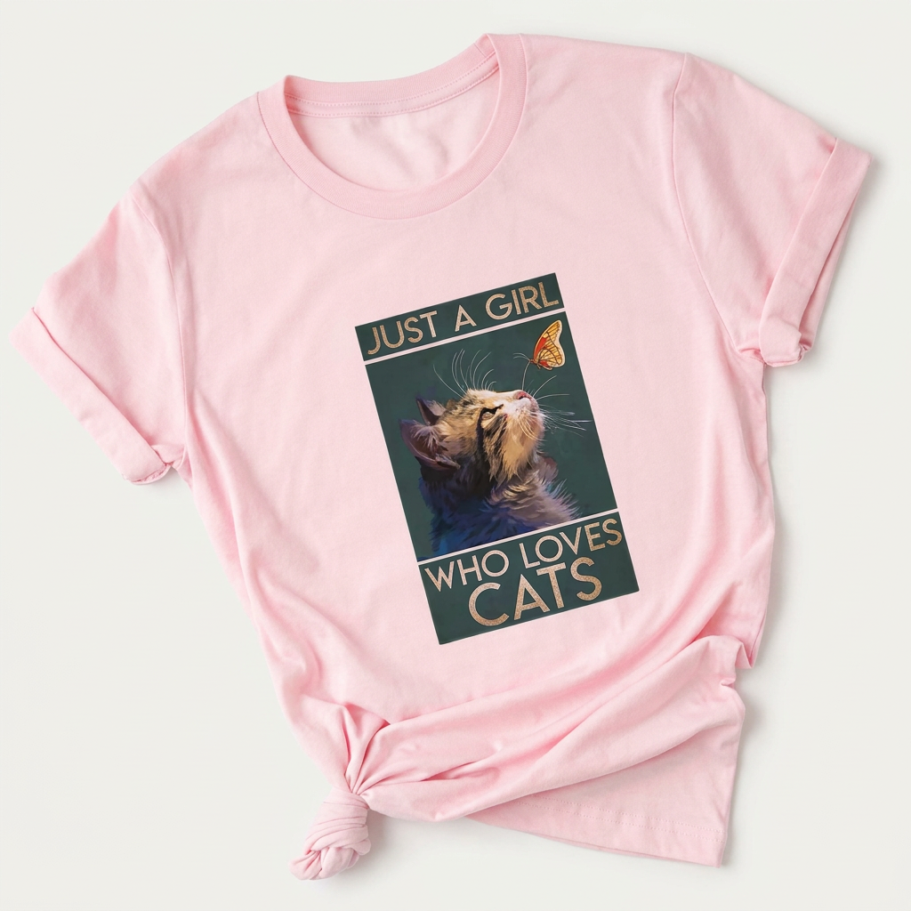 Just A Girl Who Loves Cats Graphic Tee | Funny Cat