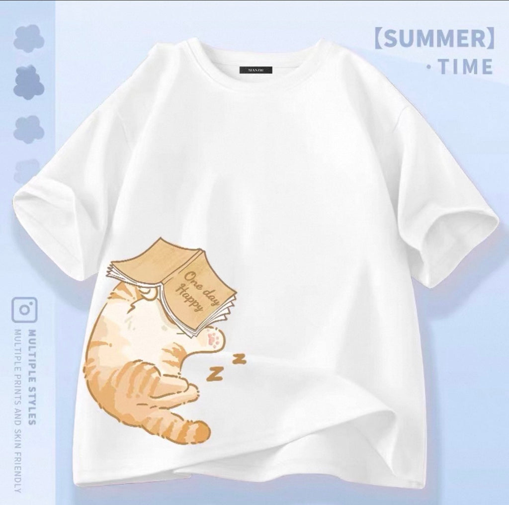 T-shirts mignons pour femmes avec motif de chat Canada | T-shirts kawaii en mélange de coton