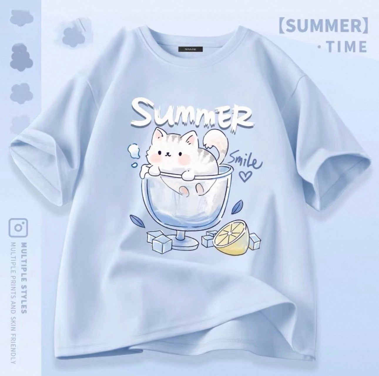 T-shirts mignons pour femmes avec motif de chat Canada | T-shirts kawaii en mélange de coton