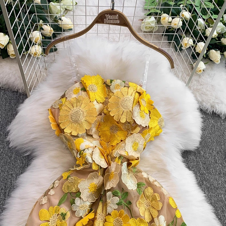 Women's 3D Floral Embroidered Tulle Dress Canada | Parcel Theory