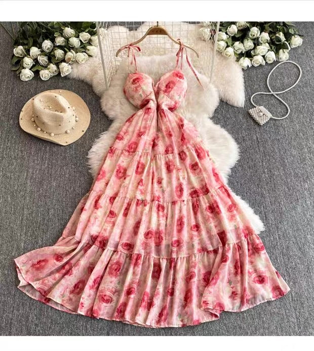 Women's Floral Tiered Maxi Dress Canada | Summer Sundress
