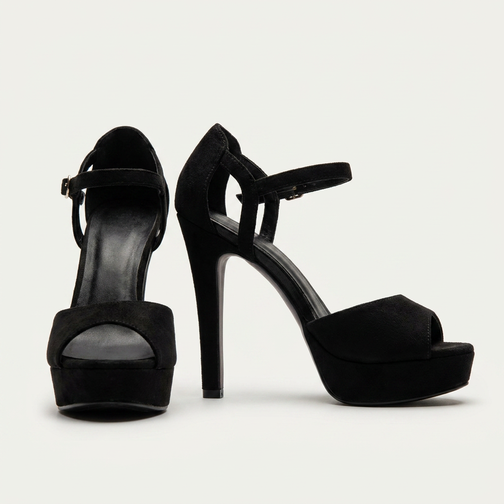 Escarpins noirs plateformes à talons aiguilles Canada | Talons ultra-hauts 10 cm