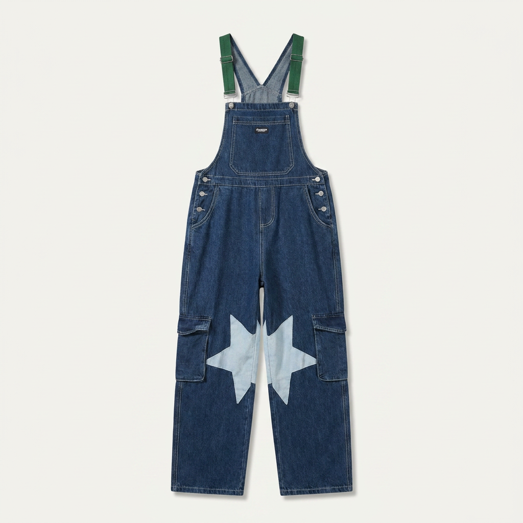 Salopette en jean brodée pour femme Canada | Coupe ample