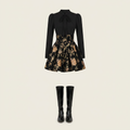 Women's French Hepburn Vintage Dress Canada | Black Floral Design