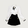 Women's White Ruffled Blouse & Black Pleated Skirt Set | Canada