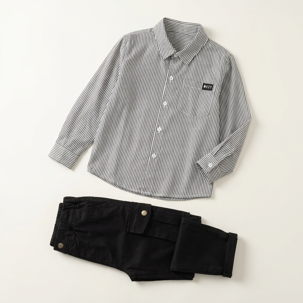 Ensemble cardigan noir et pantalon cargo pour garçons Canada | Parcel Theory