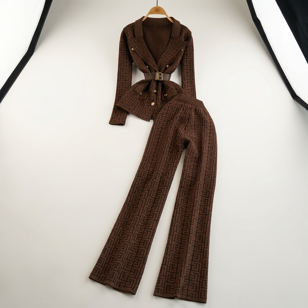 Ensemble veste en maille ceinturée et pantalon large pour femme Canada | Parcel Theory