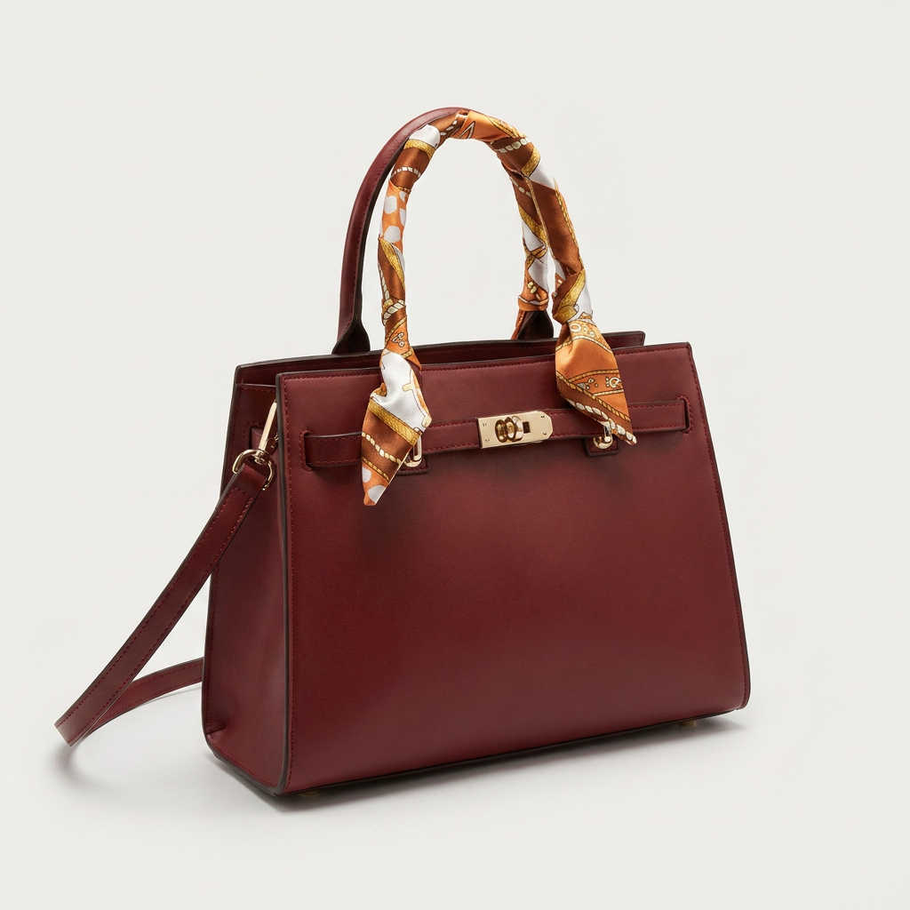 Sac à main rouge style Kelly avec poignée foulard | Canada