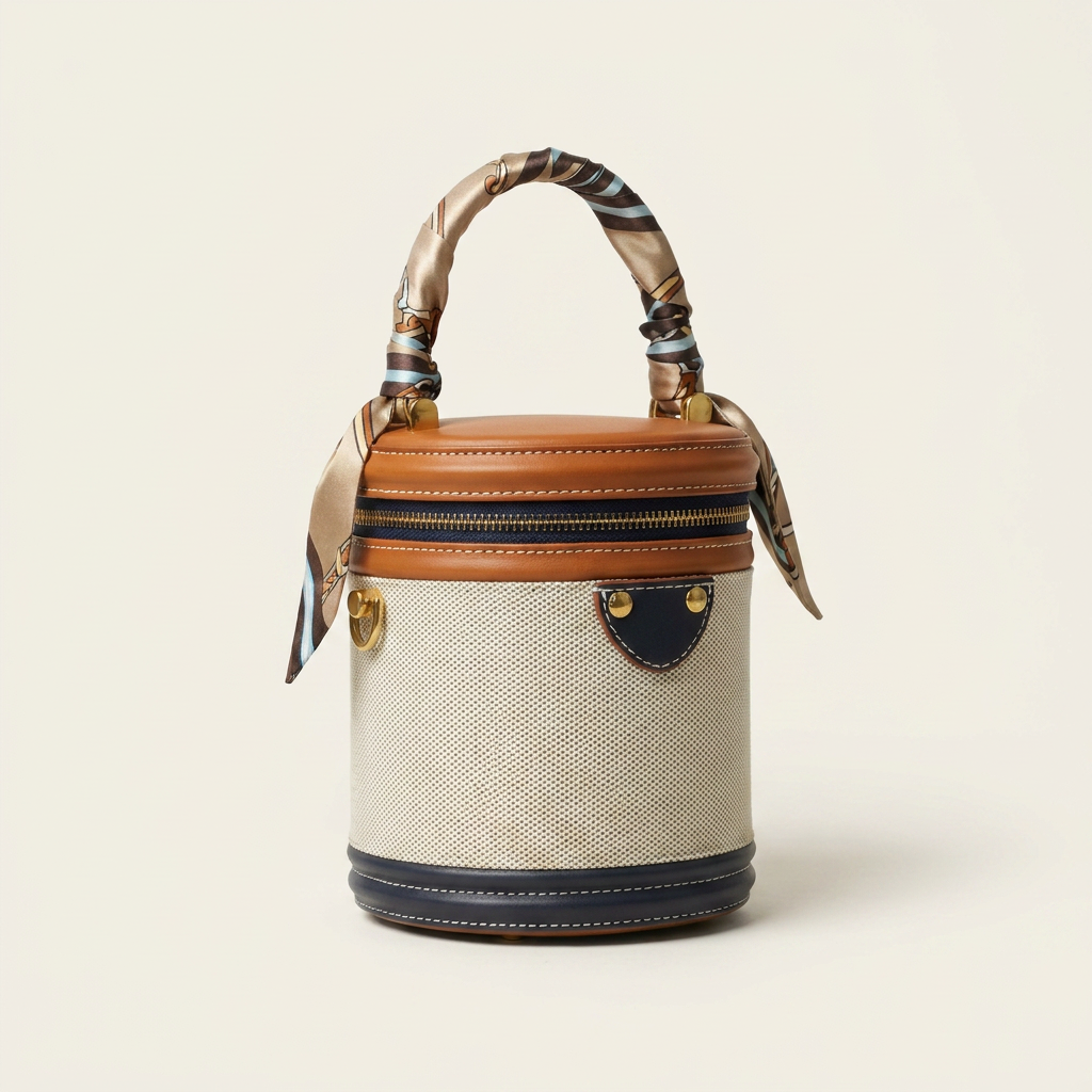 Sac bandoulière cylindrique en toile et garnitures en cuir | Canada