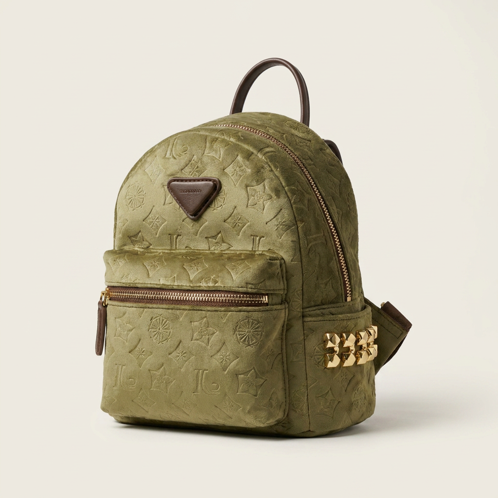 Mini sac à dos gaufré en velours vert Canada | Parcel Theory