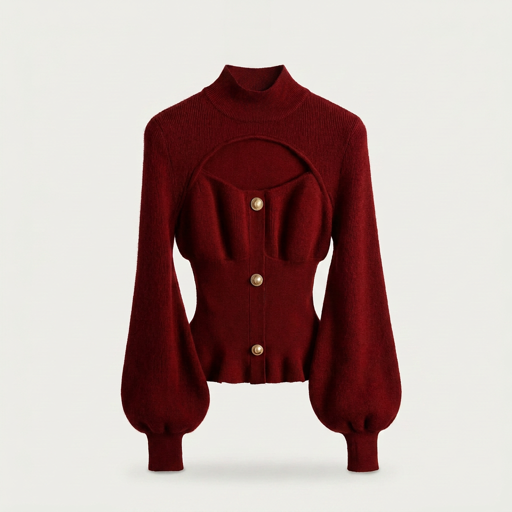Cardigan en maille à col roulé rouge pour femme Canada | Parcel Theory
