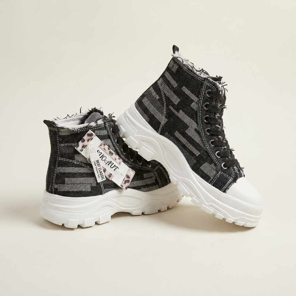 Baskets plateforme montantes en jean pour femme | Canada