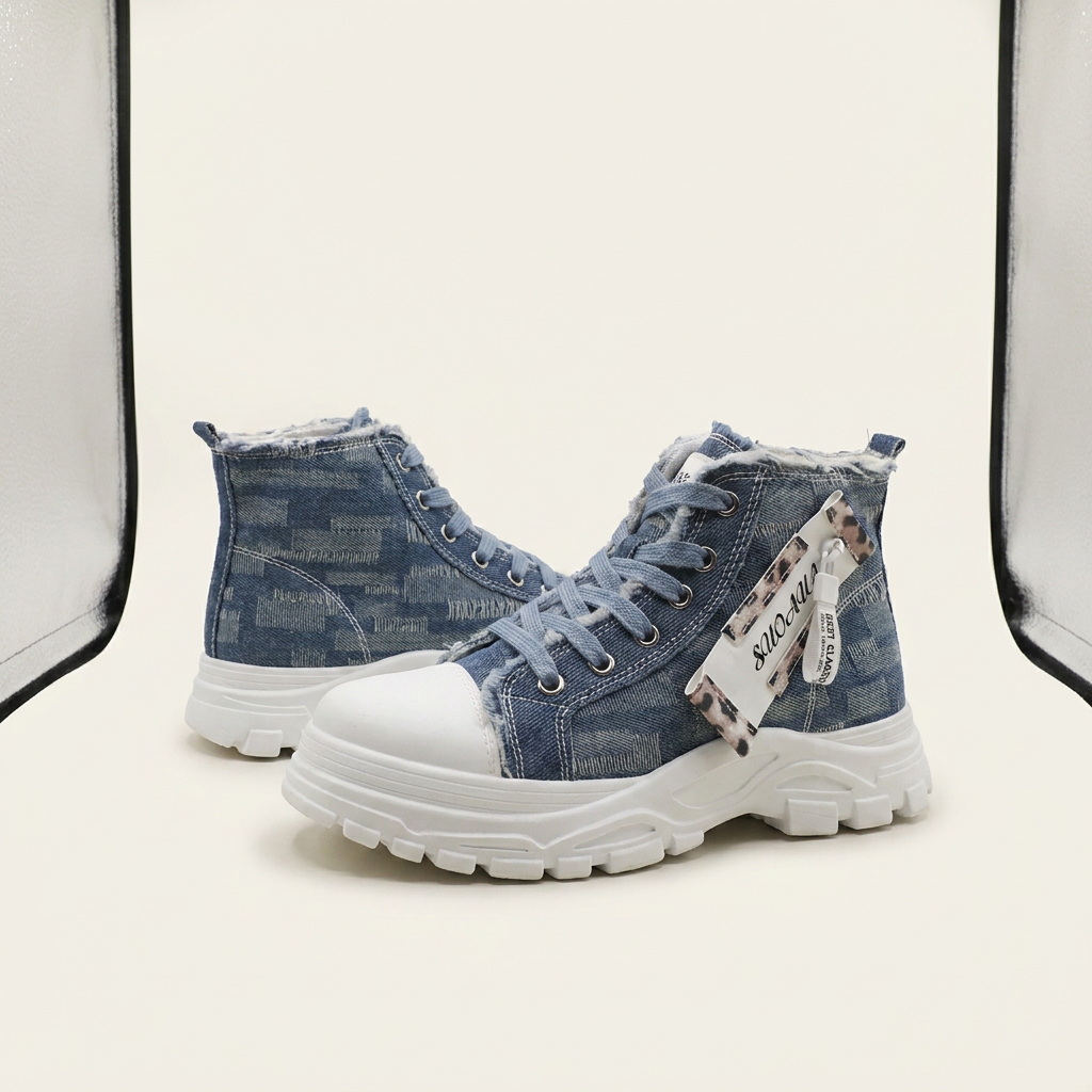 Baskets plateforme montantes en jean pour femme | Canada