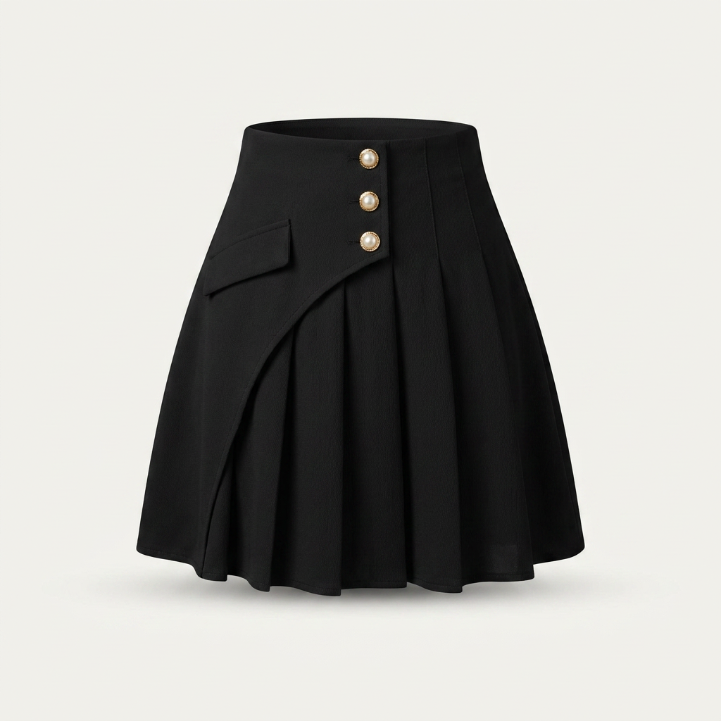 Mini-jupe plissée blanche à boutons dorés pour femme | Canada