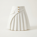 Mini-jupe plissée blanche à boutons dorés pour femme | Canada