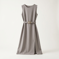 Robe trapèze grise ceinturée pour femme | Parcel Theory Canada