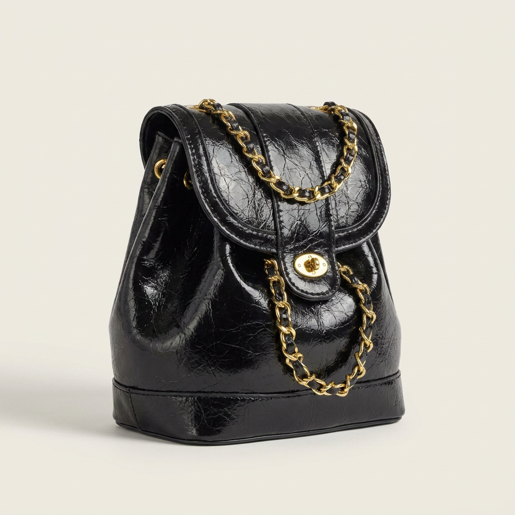 Mini Sac à dos à chaîne Canada | Cuir ciré huilé style Chanel