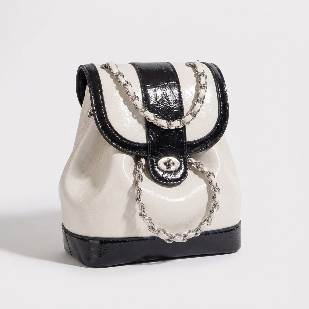 Mini Sac à dos à chaîne Canada | Cuir ciré huilé style Chanel