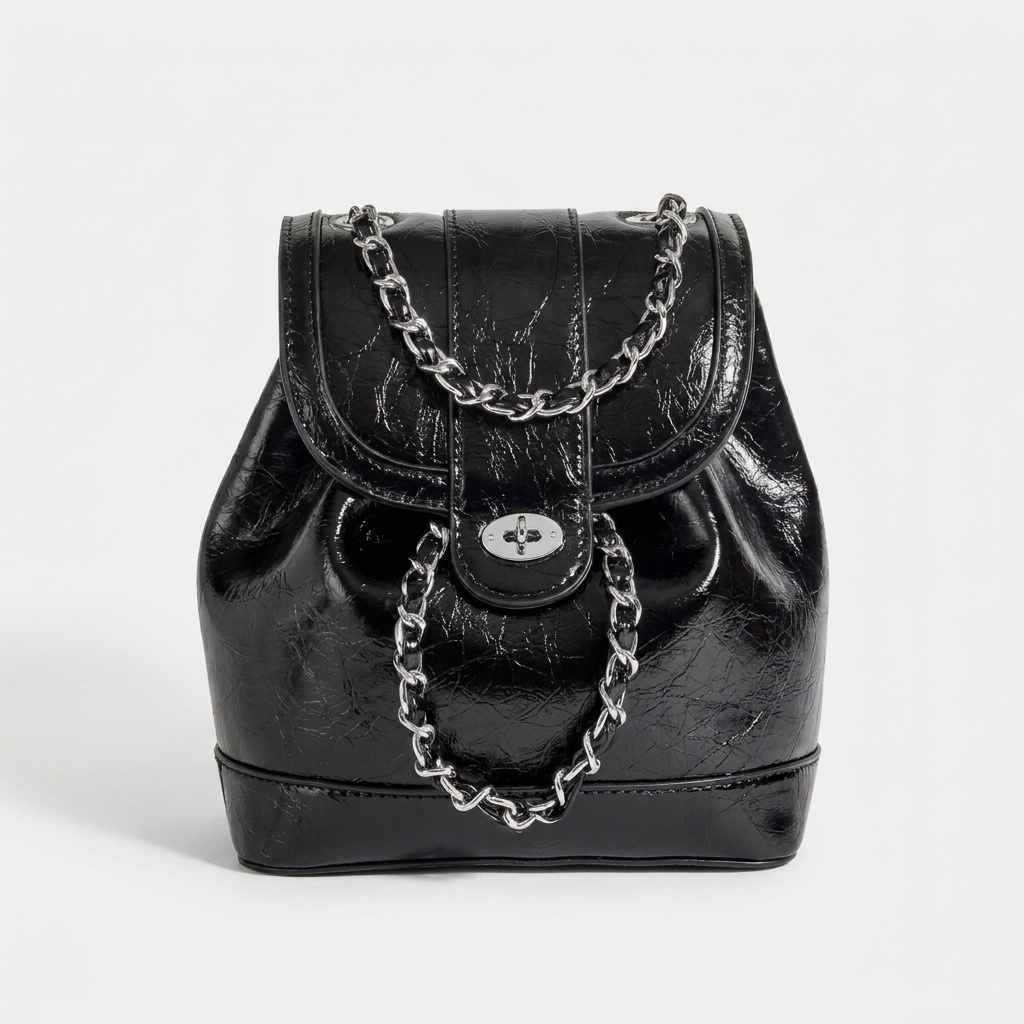Mini Sac à dos à chaîne Canada | Cuir ciré huilé style Chanel