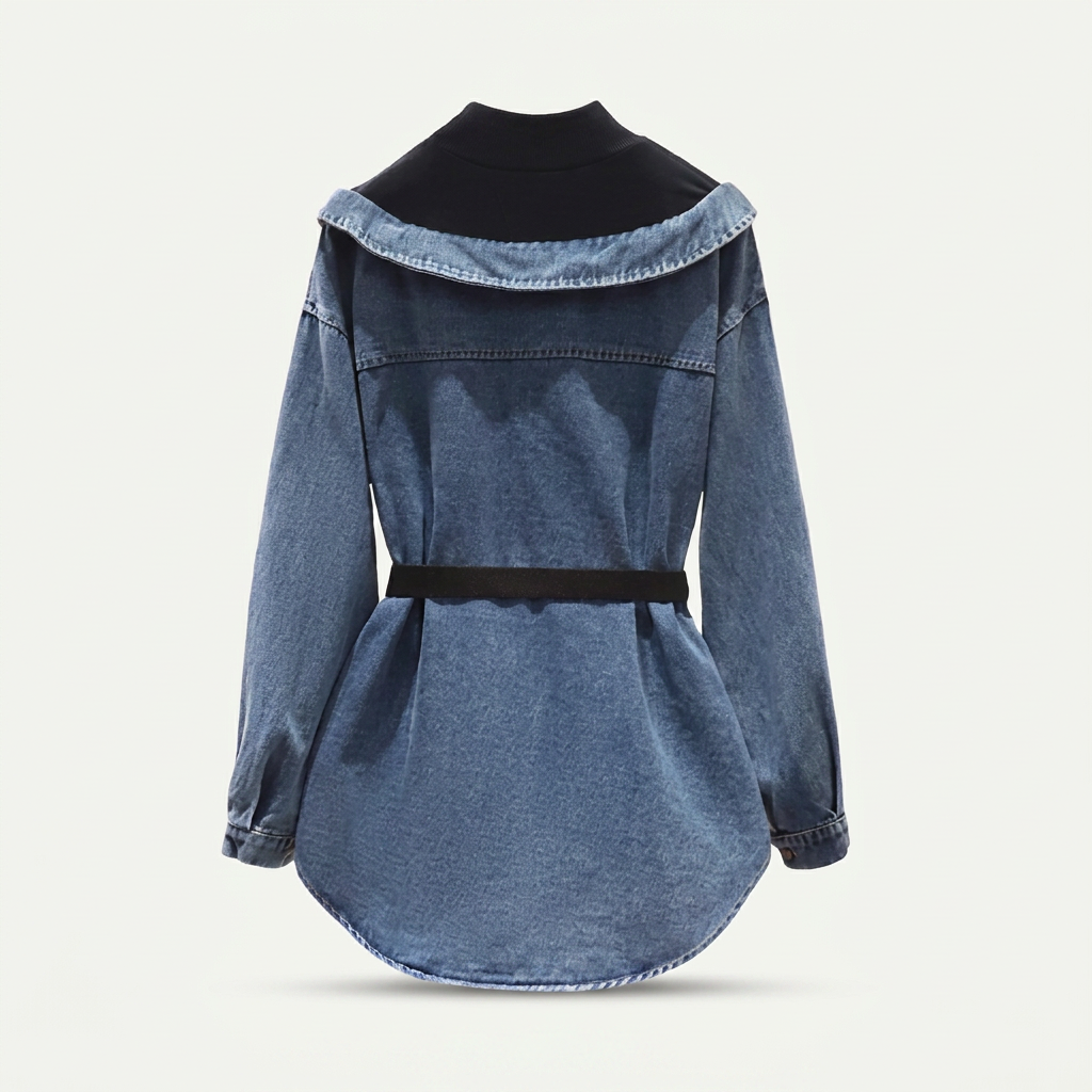 Veste-chemise ceinturée en denim à col montant pour femme | Canada