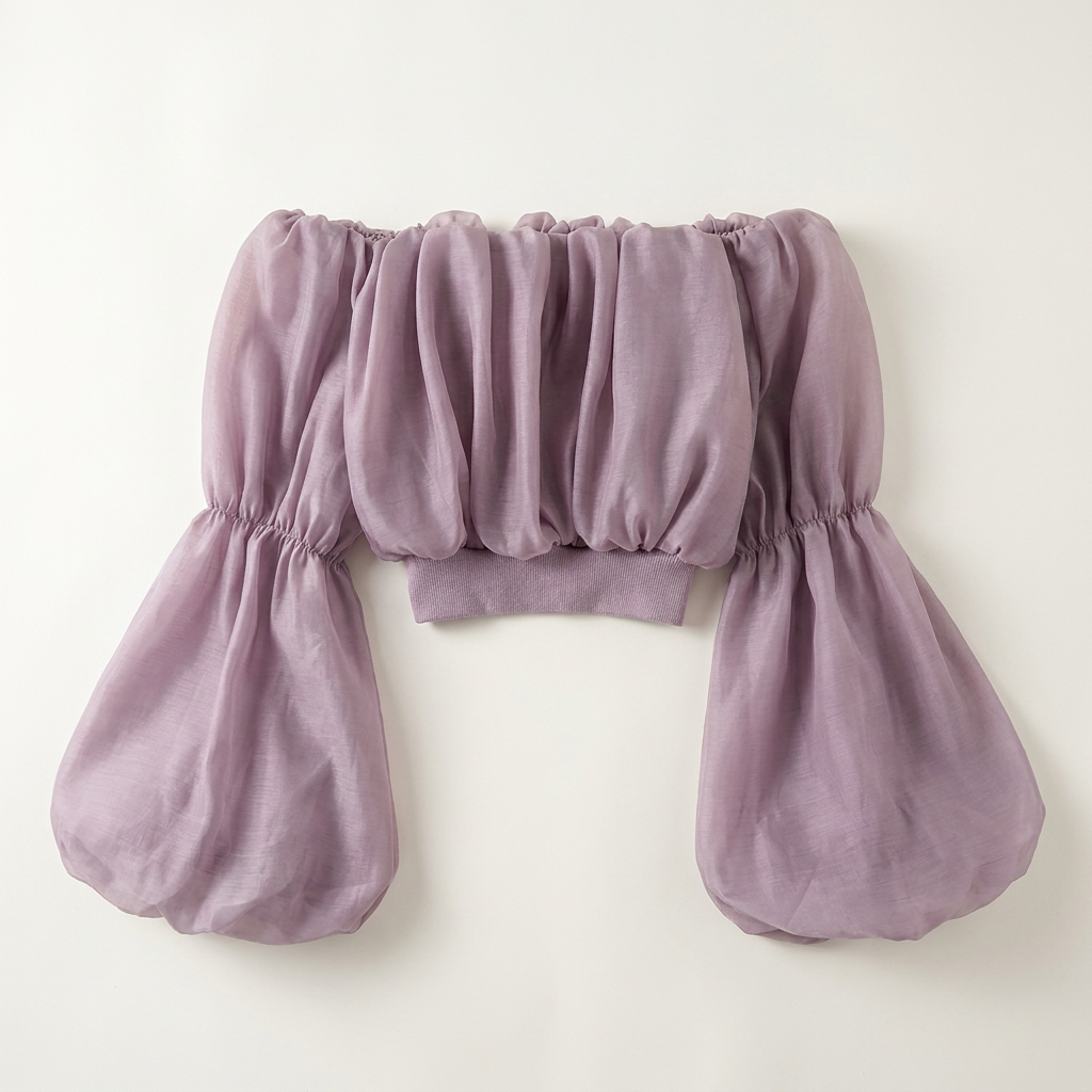 Women's Off-Shoulder Crop Top with Puff Sleeves Canada | Parcel Theory