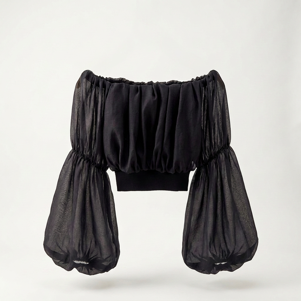 Women's Off-Shoulder Crop Top with Puff Sleeves Canada | Parcel Theory