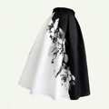 Jupe trapèze taille haute à motifs floraux noir et blanc pour femme | Canada