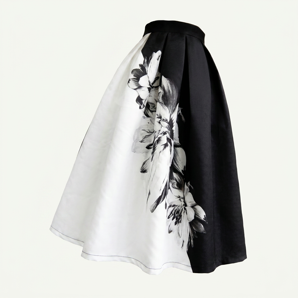 Women's Black & White Floral High-Waisted A-Line Skirt | Canada