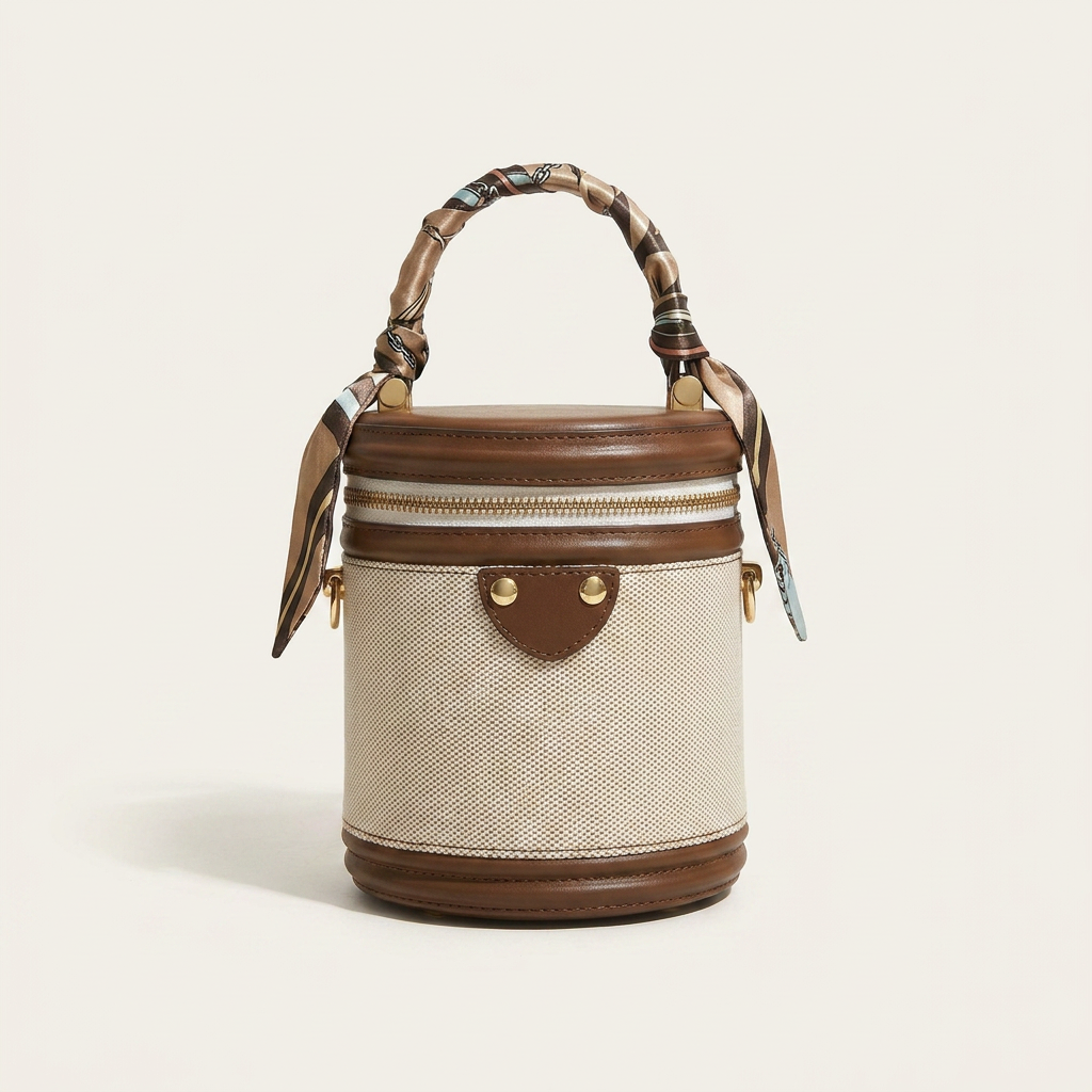 Sac bandoulière cylindrique en toile et garnitures en cuir | Canada