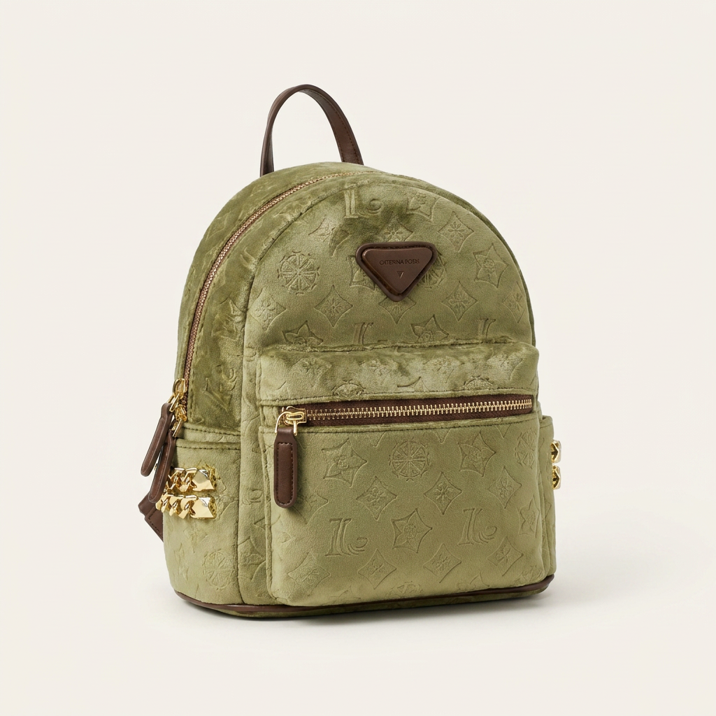 Mini sac à dos gaufré en velours vert Canada | Parcel Theory