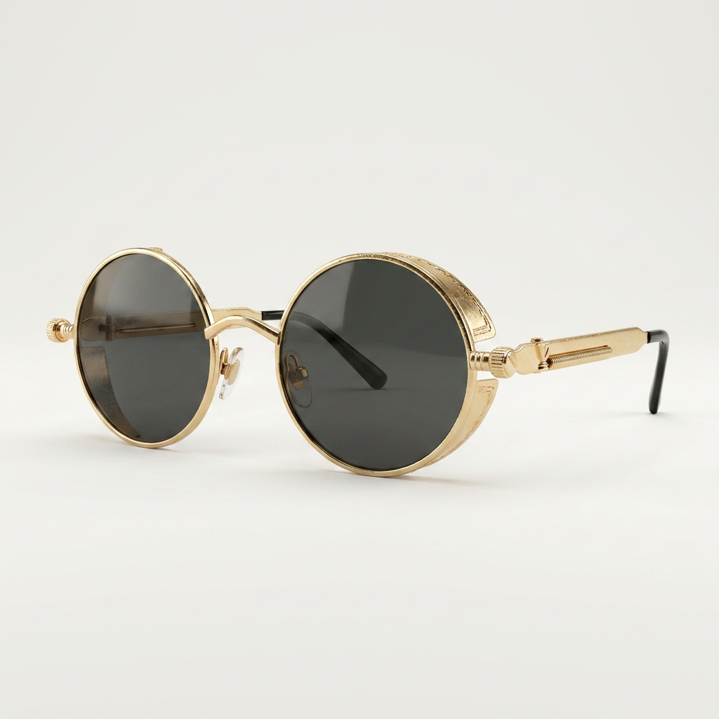 Lunettes de soleil rondes rétro Steampunk avec chaîne | Canada