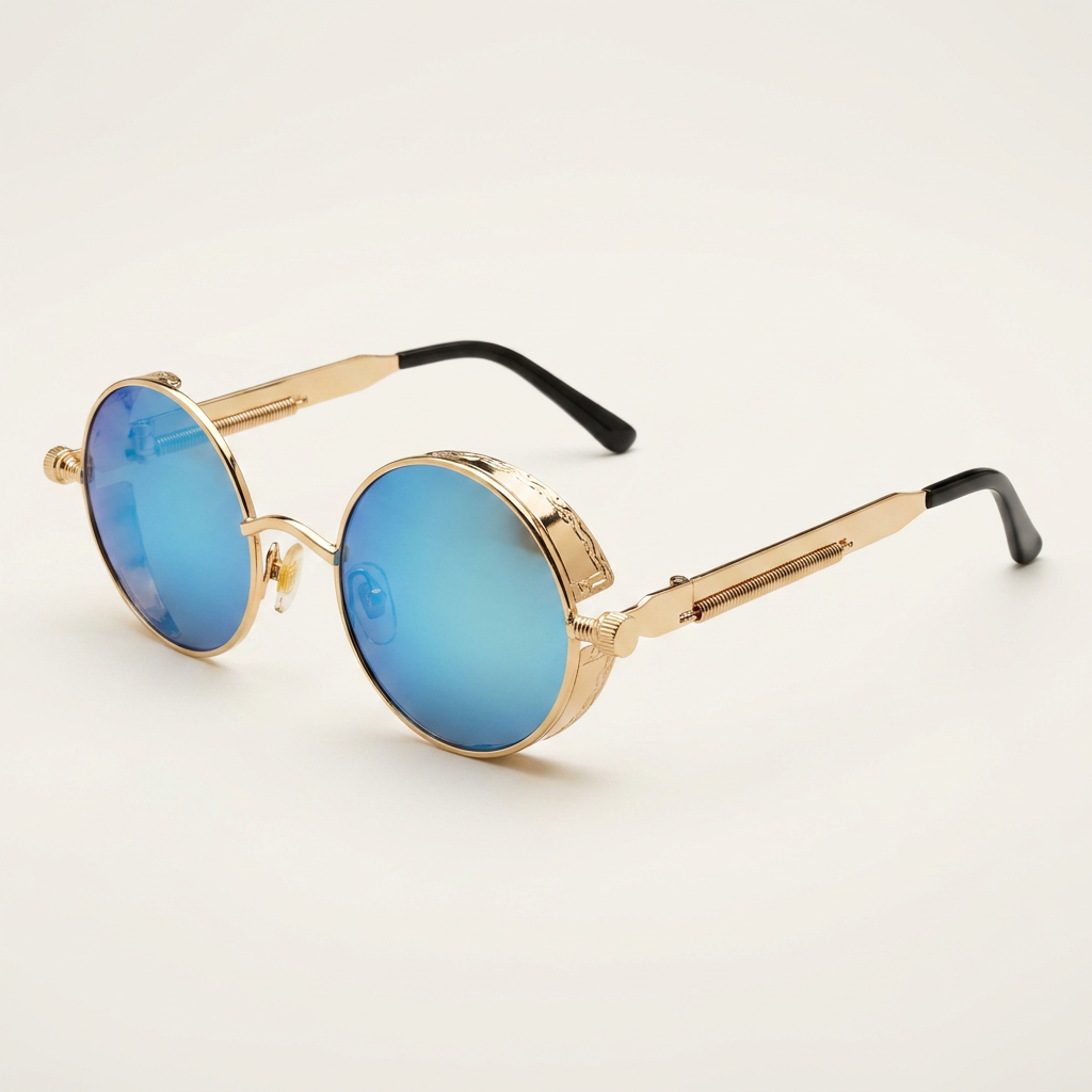 Lunettes de soleil rondes rétro Steampunk avec chaîne | Canada