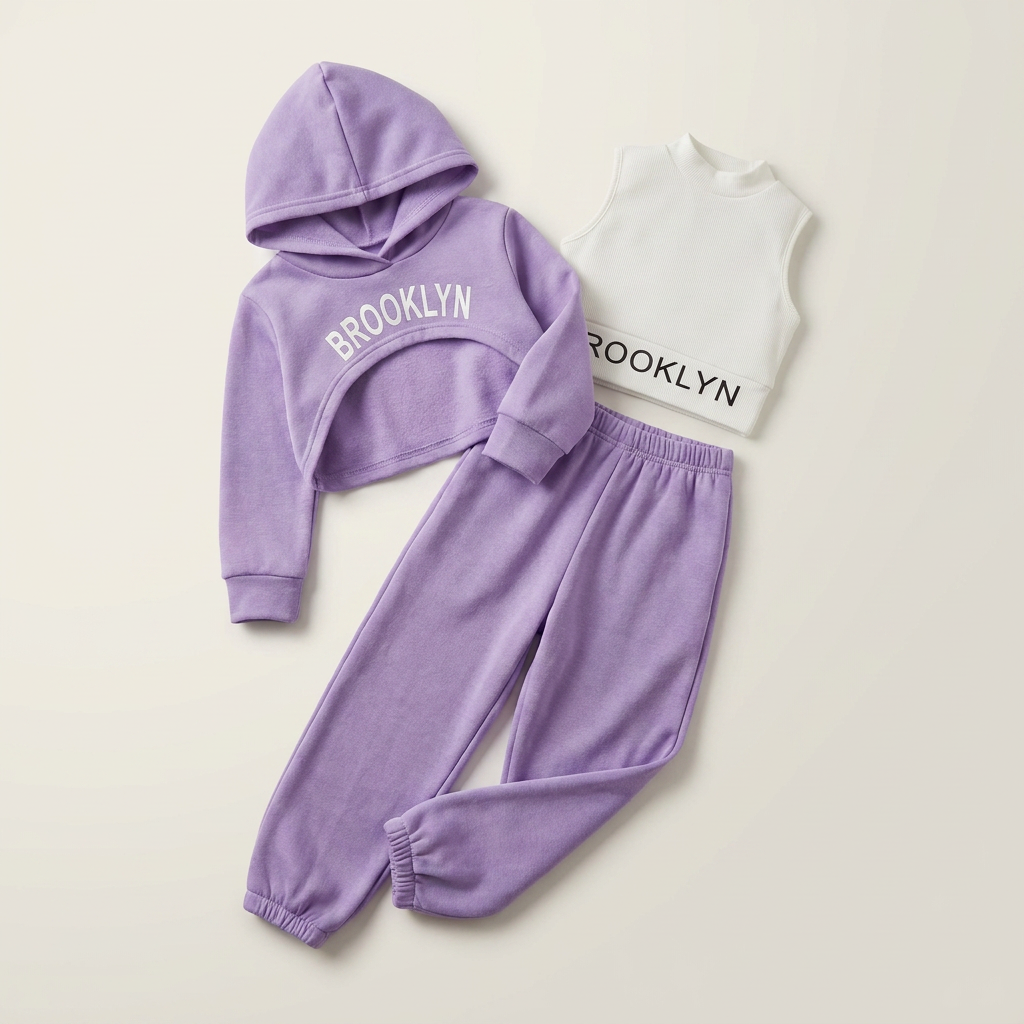 Girls Brooklyn Cropped Hoodie Sweatsuit Set Canada | Parcel Theory