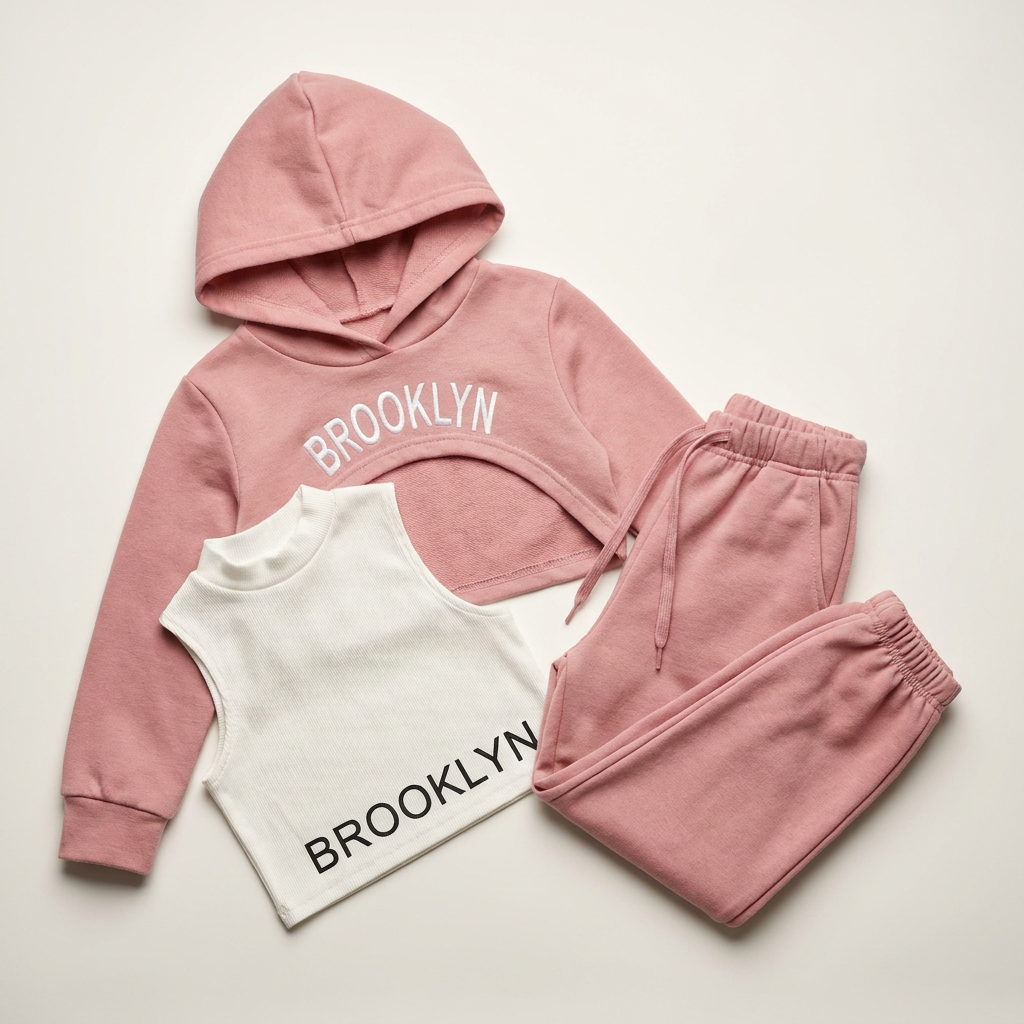 Girls Brooklyn Cropped Hoodie Sweatsuit Set Canada | Parcel Theory