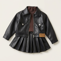 Ensemble veste en cuir et jupe plissée pour filles Canada