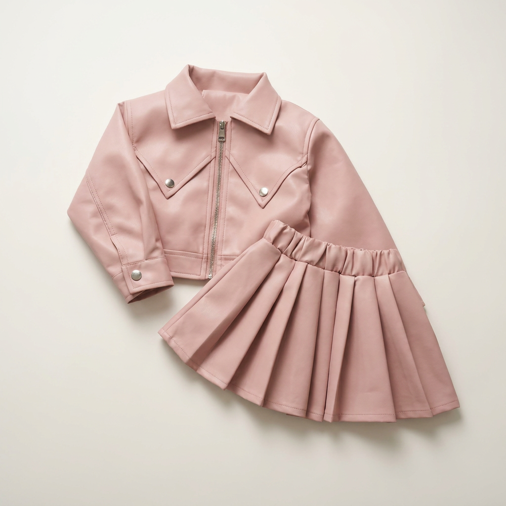 Girls' Leather Jacket & Pleated Skirt Set Canada