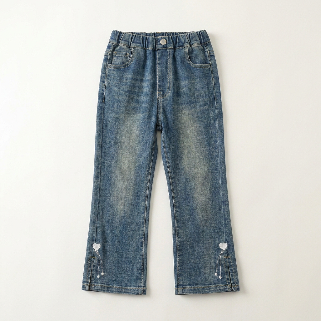 Girls' Retro Flared Jeans with Heart Detail | Parcel Theory Canada