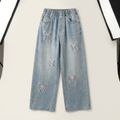Girls Butterfly Embroidered Wide Leg Jeans Canada | Parcel Theory