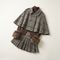 Cape Turtleneck Pleated Skirt Set Canada