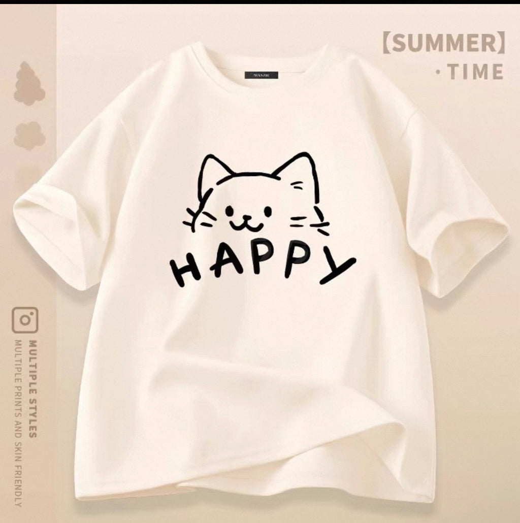 T-shirts mignons pour femmes avec motif de chat Canada | T-shirts kawaii en mélange de coton