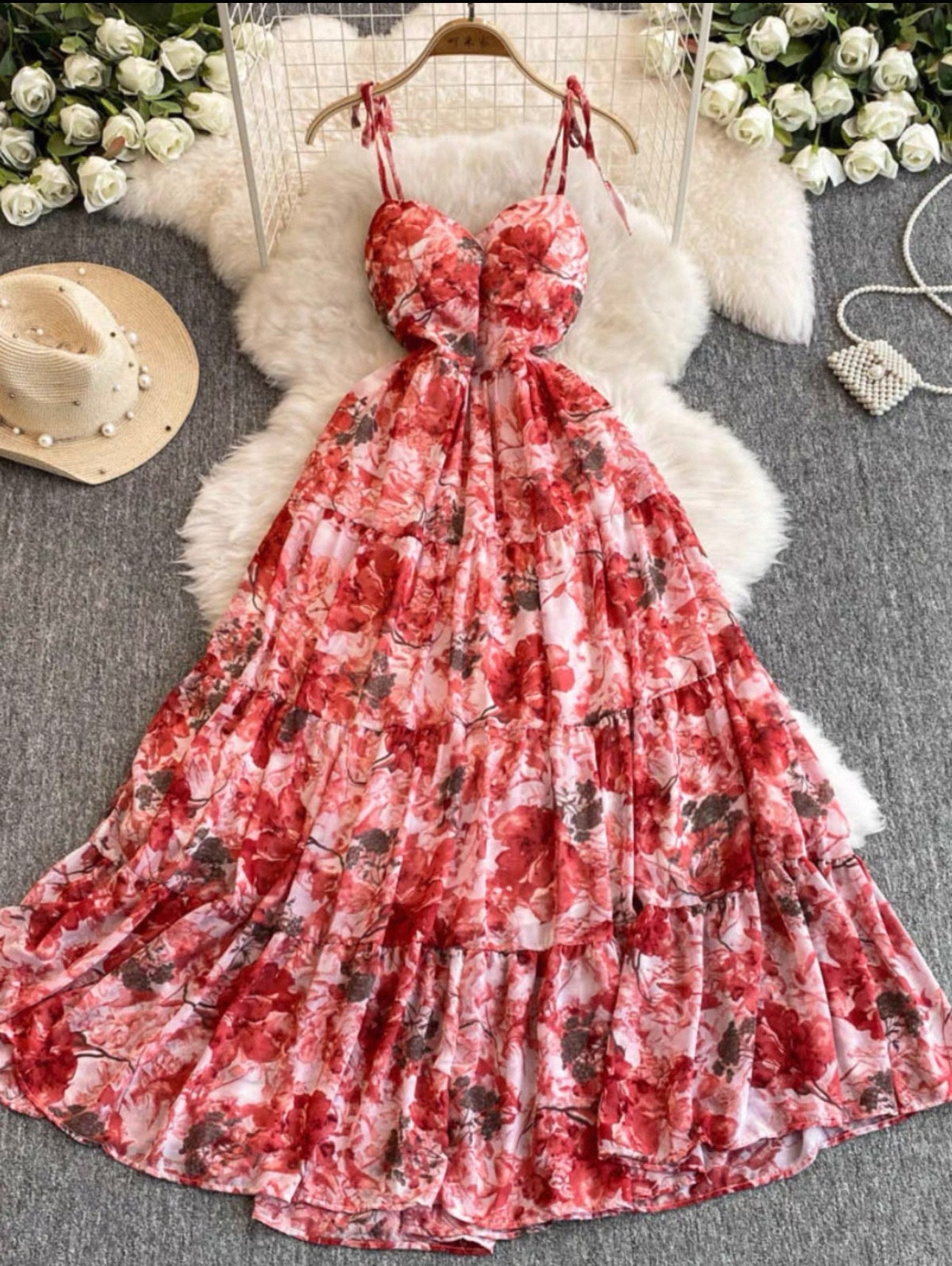 Women's Floral Tiered Maxi Dress Canada | Summer Sundress