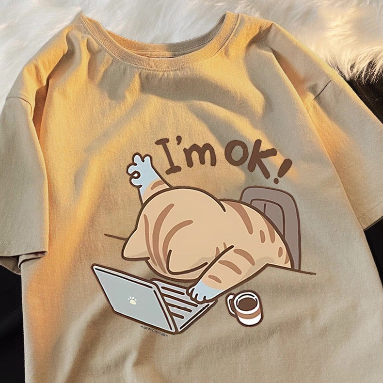 T-shirt femme chat de travail « I'm OK » | T-shirt graphique mignon Canada