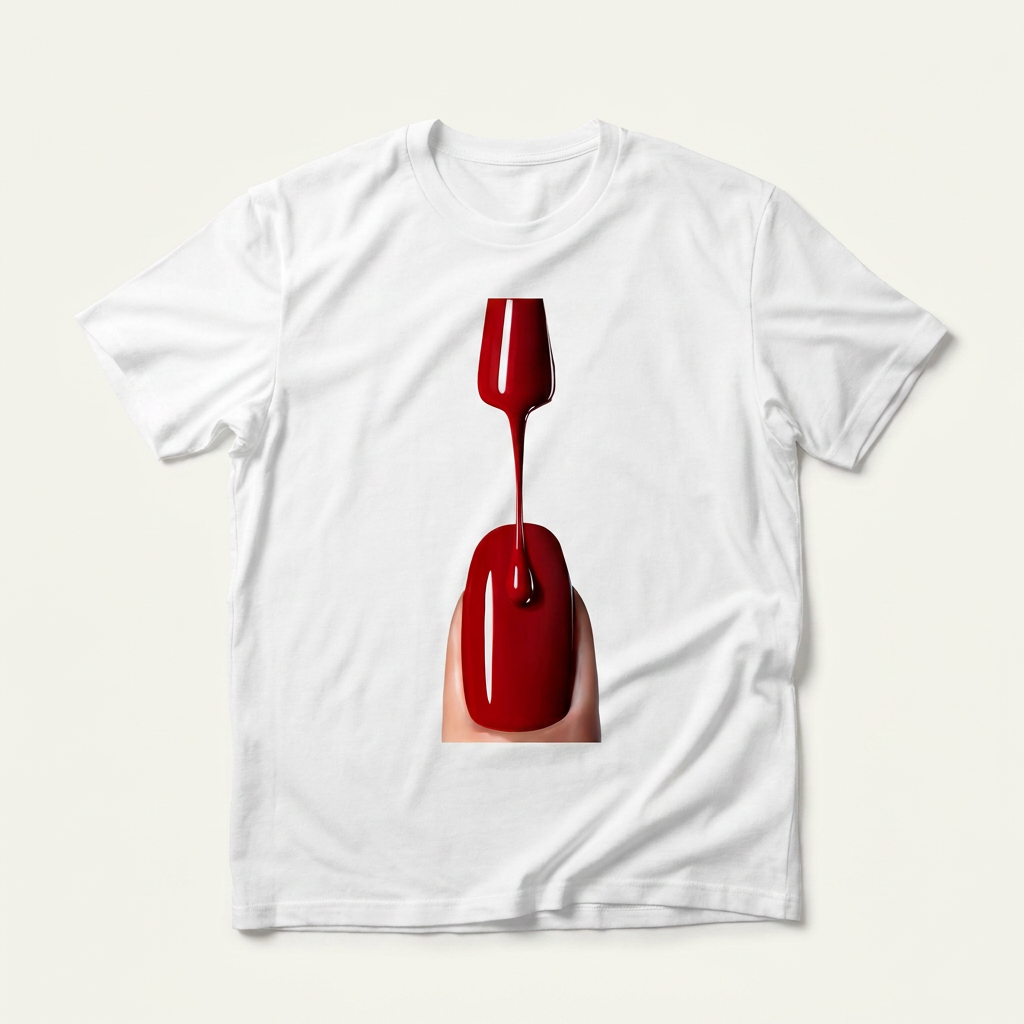 Fingernail with Red Nail Polish Tee | Lash & Beauty