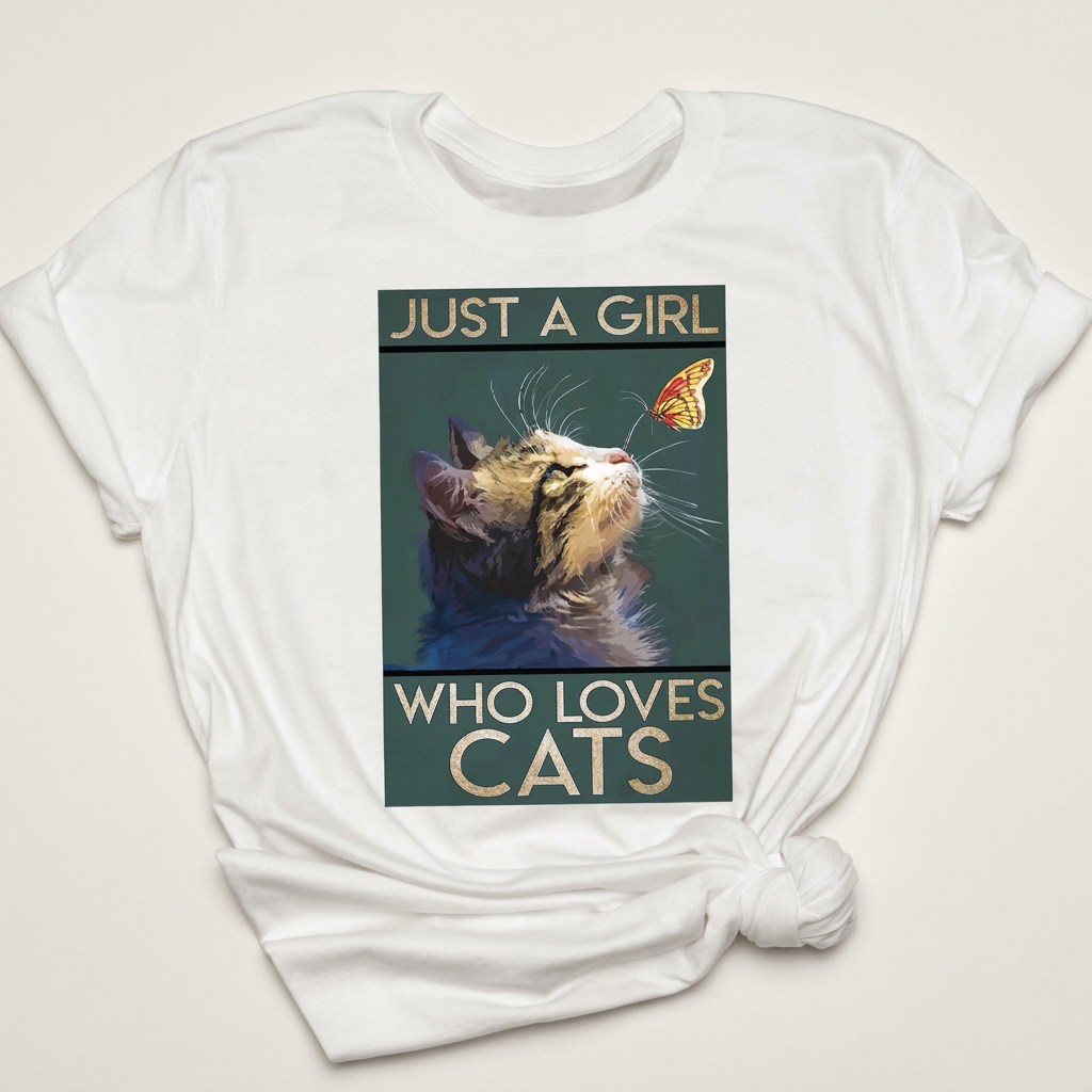 Just A Girl Who Loves Cats Graphic Tee | Funny Cat