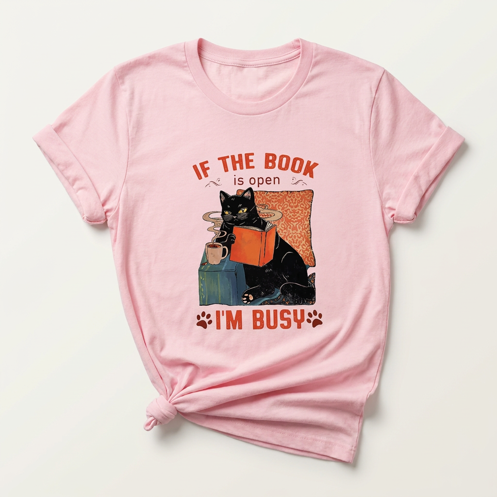 Book Busy Graphic Tee | Funny Cat