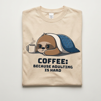 Coffee Because Adulting Is Hard Tee | Sloth