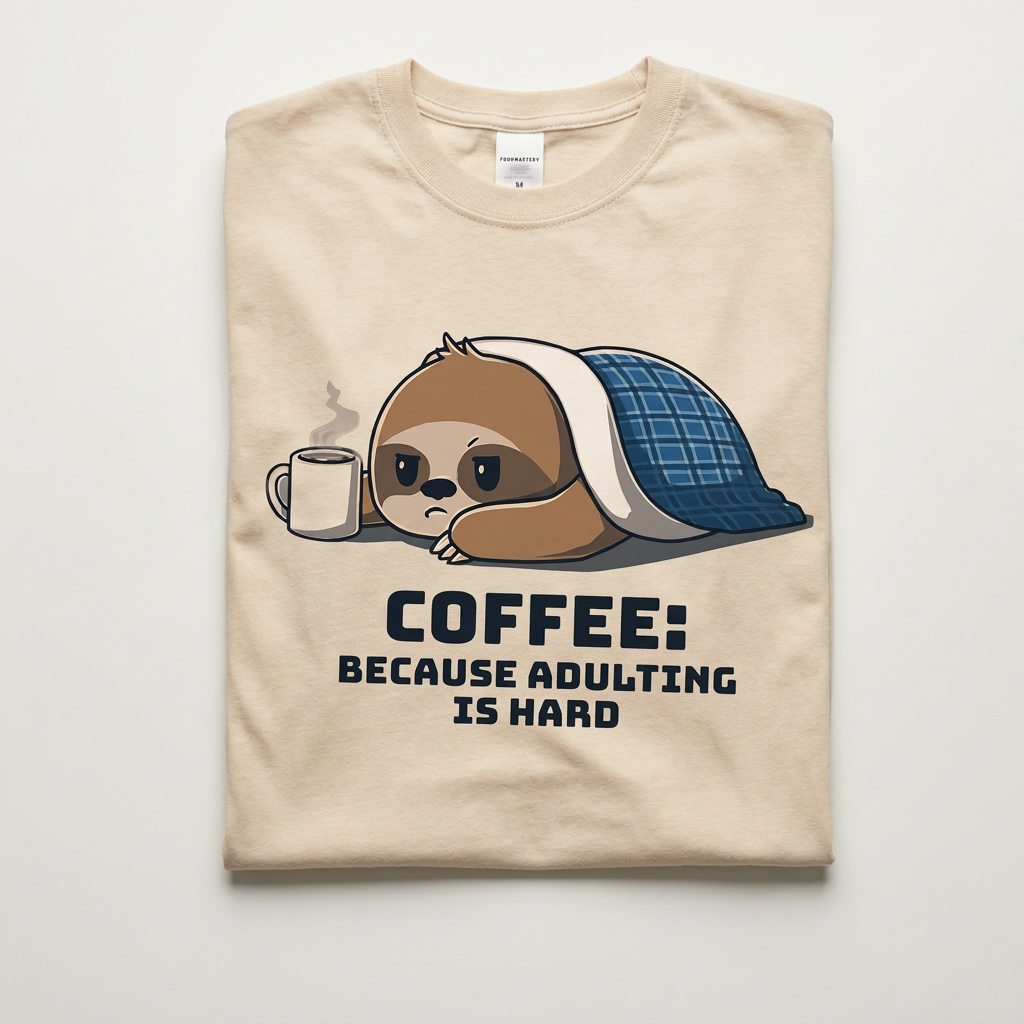 Coffee Because Adulting Is Hard Tee | Sloth