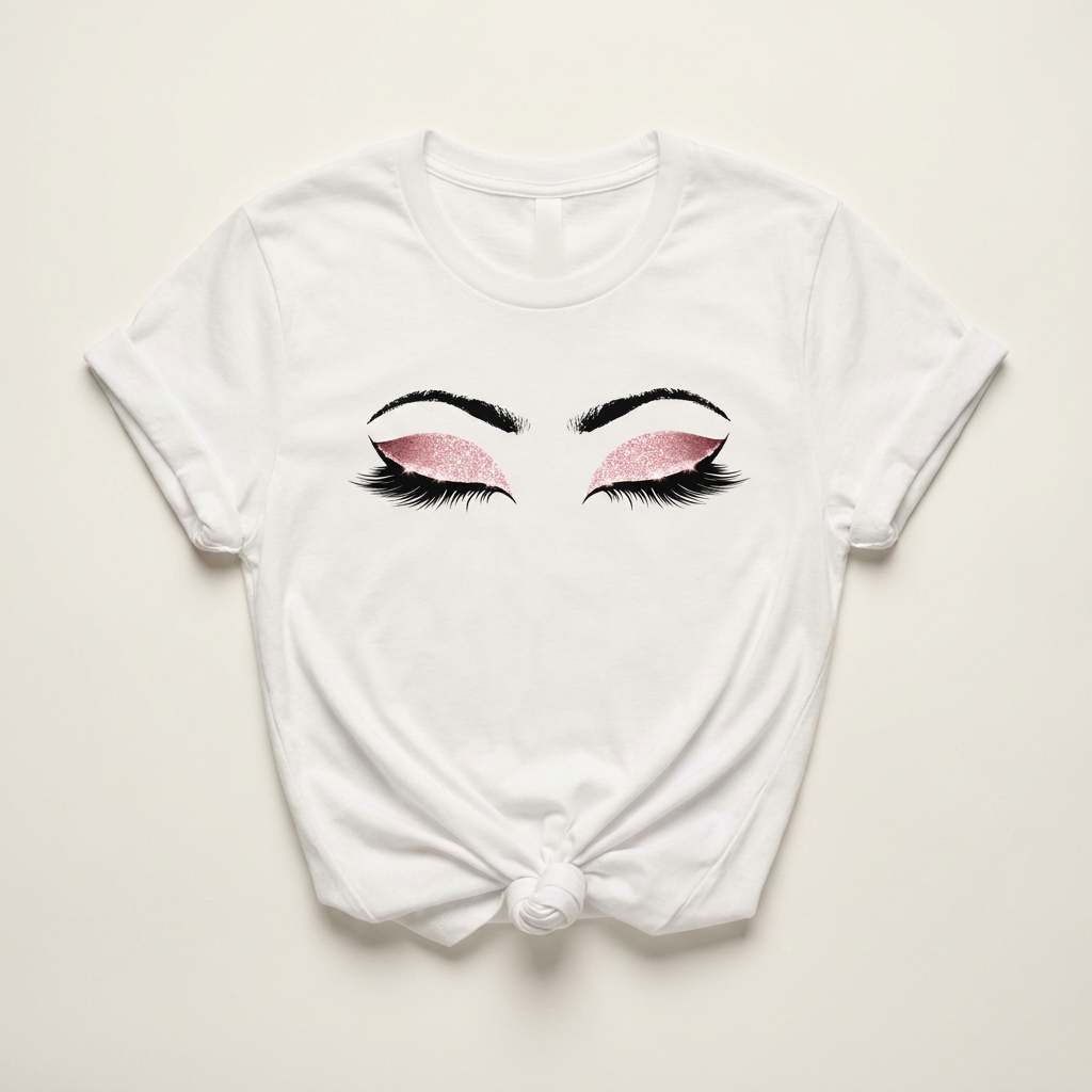 Closed Eyes Pink Metallic Eyeshadow Tee | Lash & Beauty